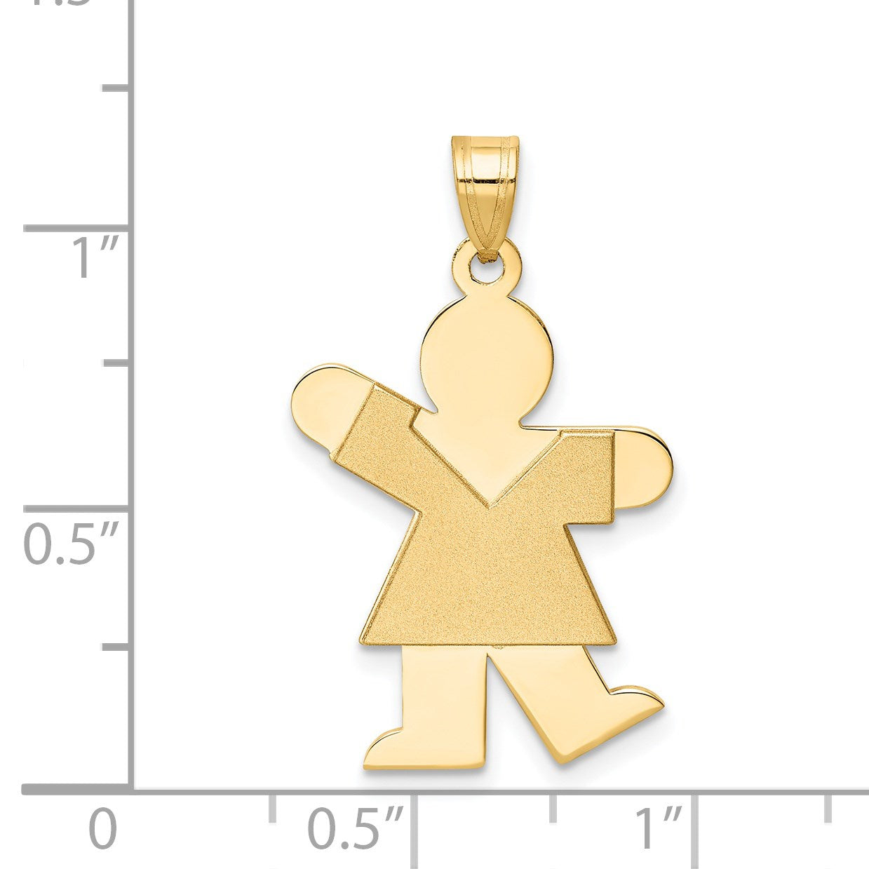 14k The Kids Solid Satin Medium Girl Engravable Kiss Charm