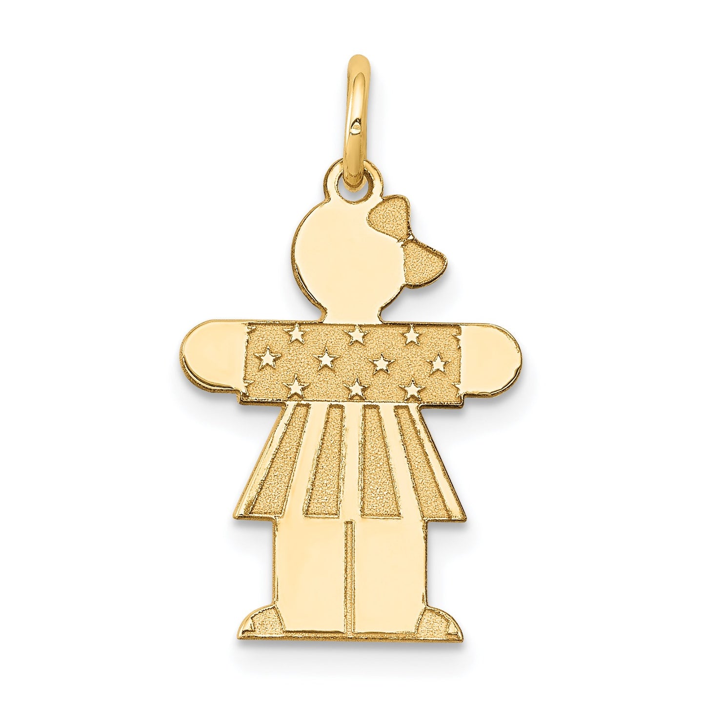14k The Kids Small Stars and Stripes Girl Engravable Hugs Charm
