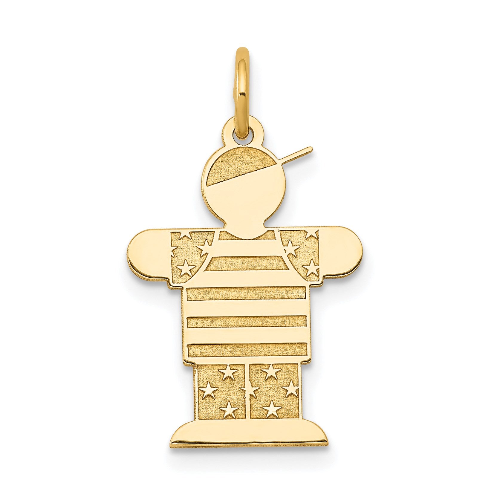 14k The Kids Small Stars and Stripes Boy Engravable Hugs Charm