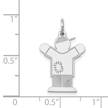 14k White Gold The Kids Small Patches Boy Engravable Love Charm