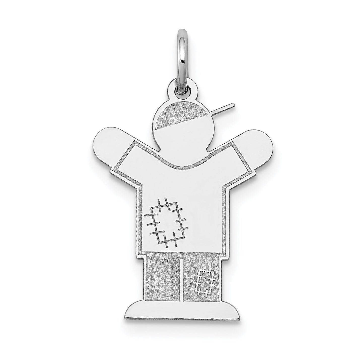 14k White Gold The Kids Small Patches Boy Engravable Love Charm