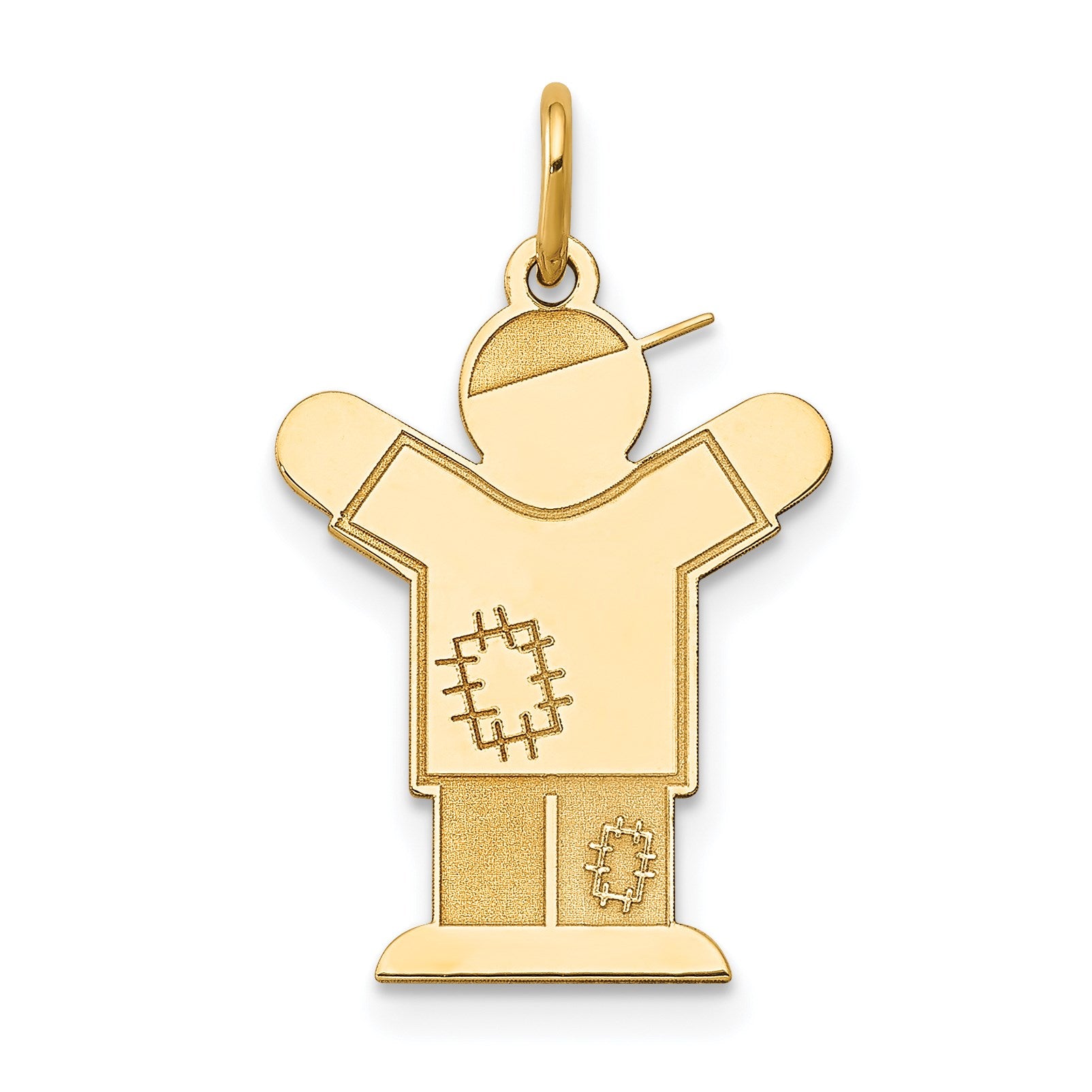 14k The Kids Small Patches Boy Engravable Love Charm