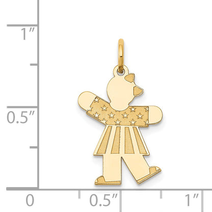 14k The Kids Small Stars and Stripes Girl Engravable Kiss Charm
