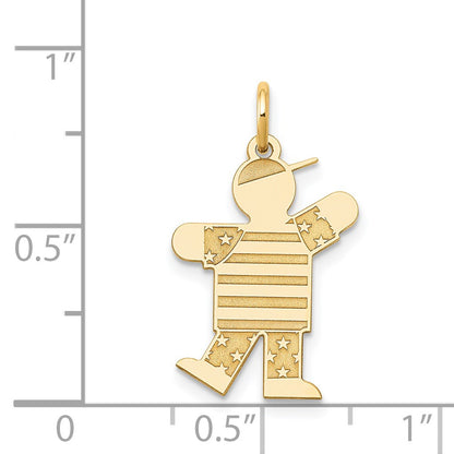 14k The Kids Small Stars and Stripes Boy Engravable Kiss Charm