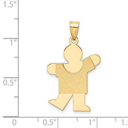 14k The Kids Solid Satin Medium Boy Engravable Kiss Charm