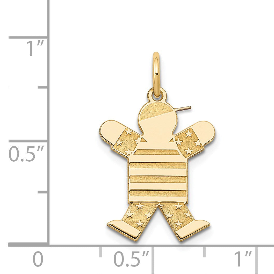 14k The Kids Small Stars and Stripes Boy Engravable Joy Charm