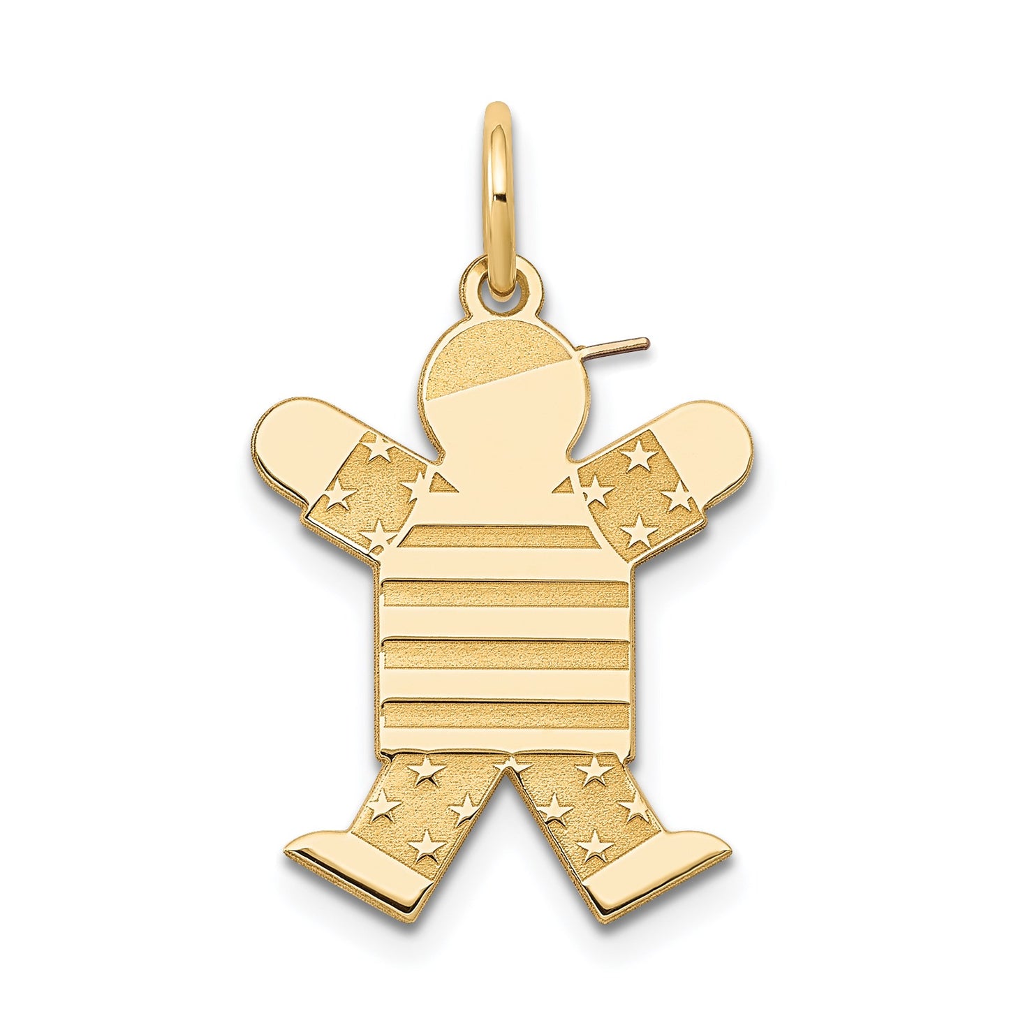 14k The Kids Small Stars and Stripes Boy Engravable Joy Charm