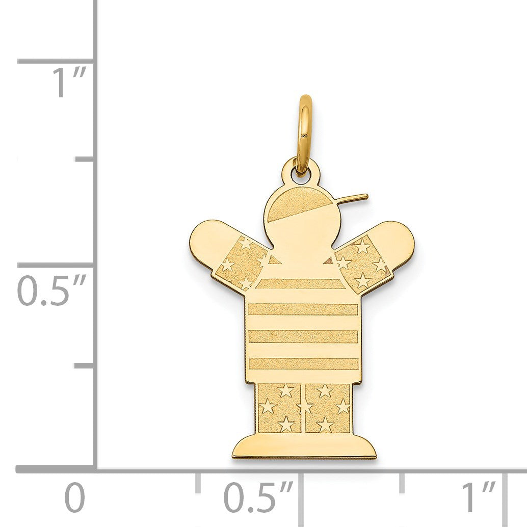 14k The Kids Small Stars and Stripes Boy Engravable Love Charm