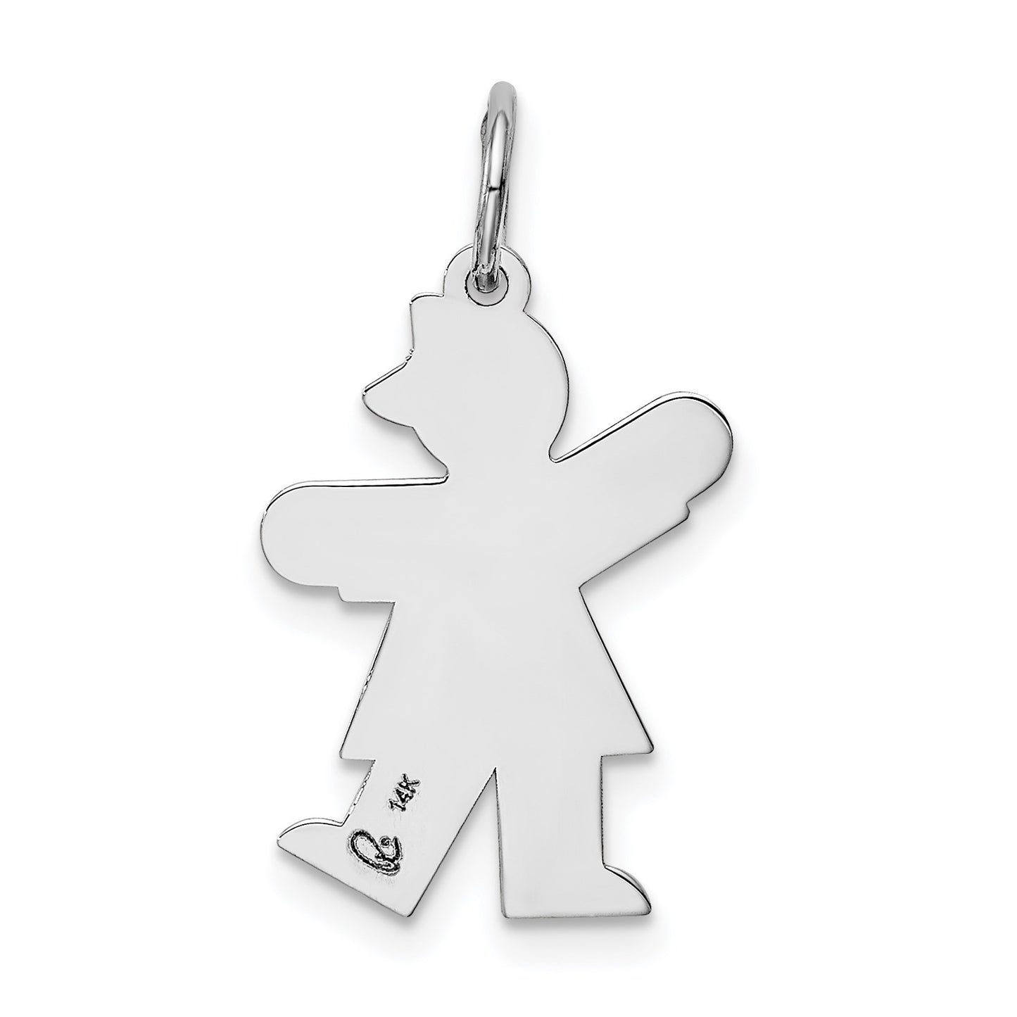 14k White Gold The Kids Small Heart Dress Girl Engravable Kiss Charm