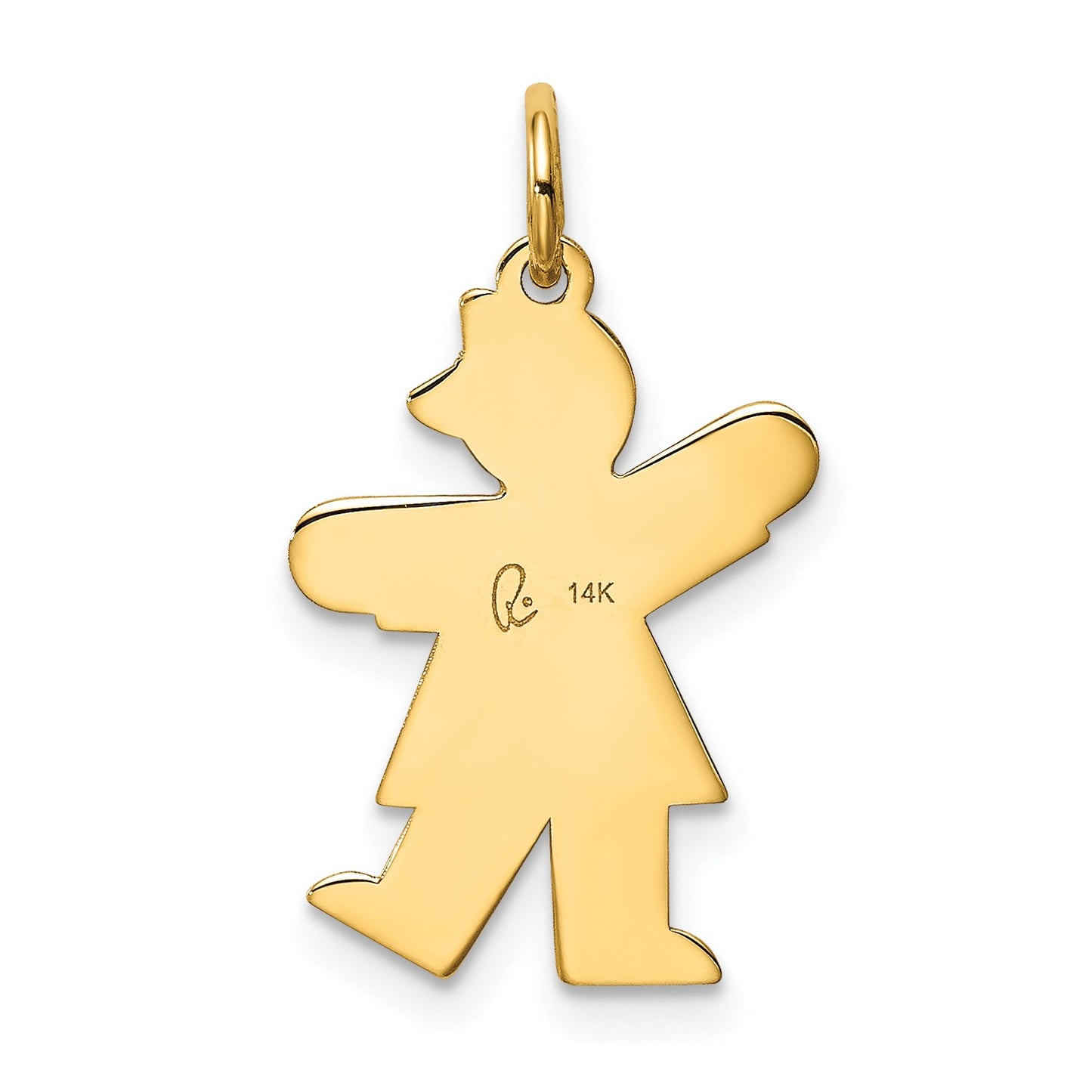 14k The Kids Small Heart Dress Girl Engravable Kiss Charm