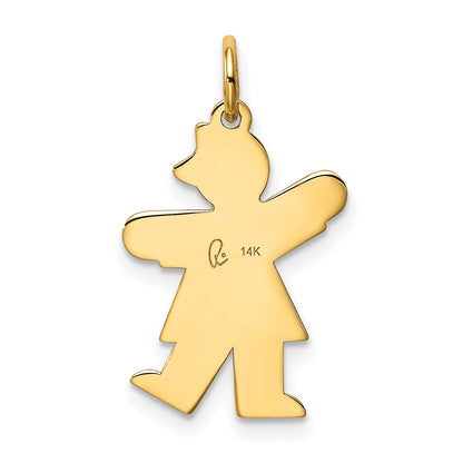 14k The Kids Small Heart Dress Girl Engravable Kiss Charm