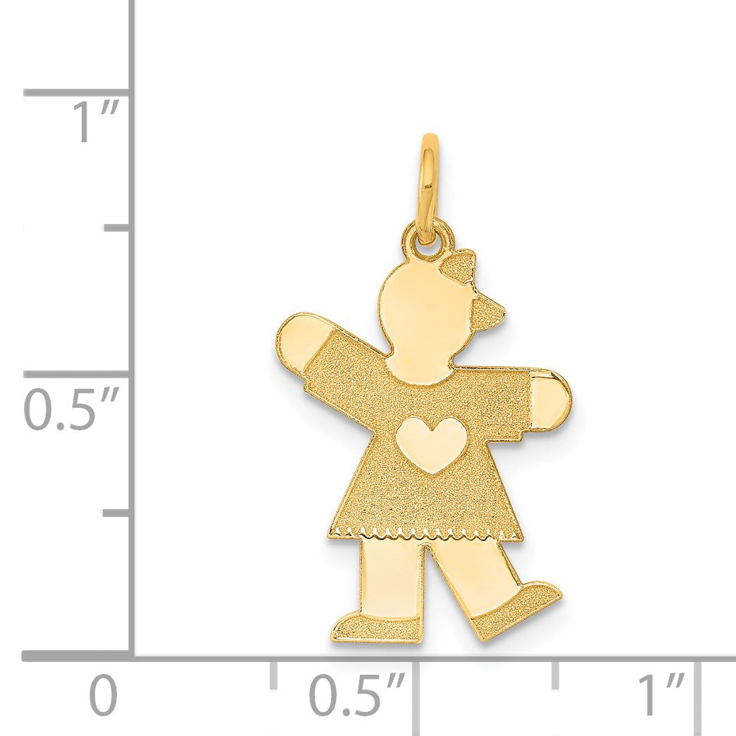 14k The Kids Small Heart Dress Girl Engravable Kiss Charm