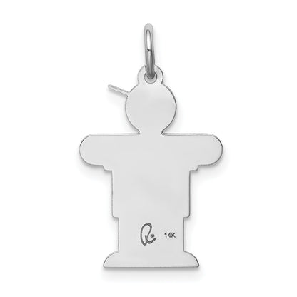 14k White Gold The Kids Small Heart Shirt Boy Engravable Hugs Charm