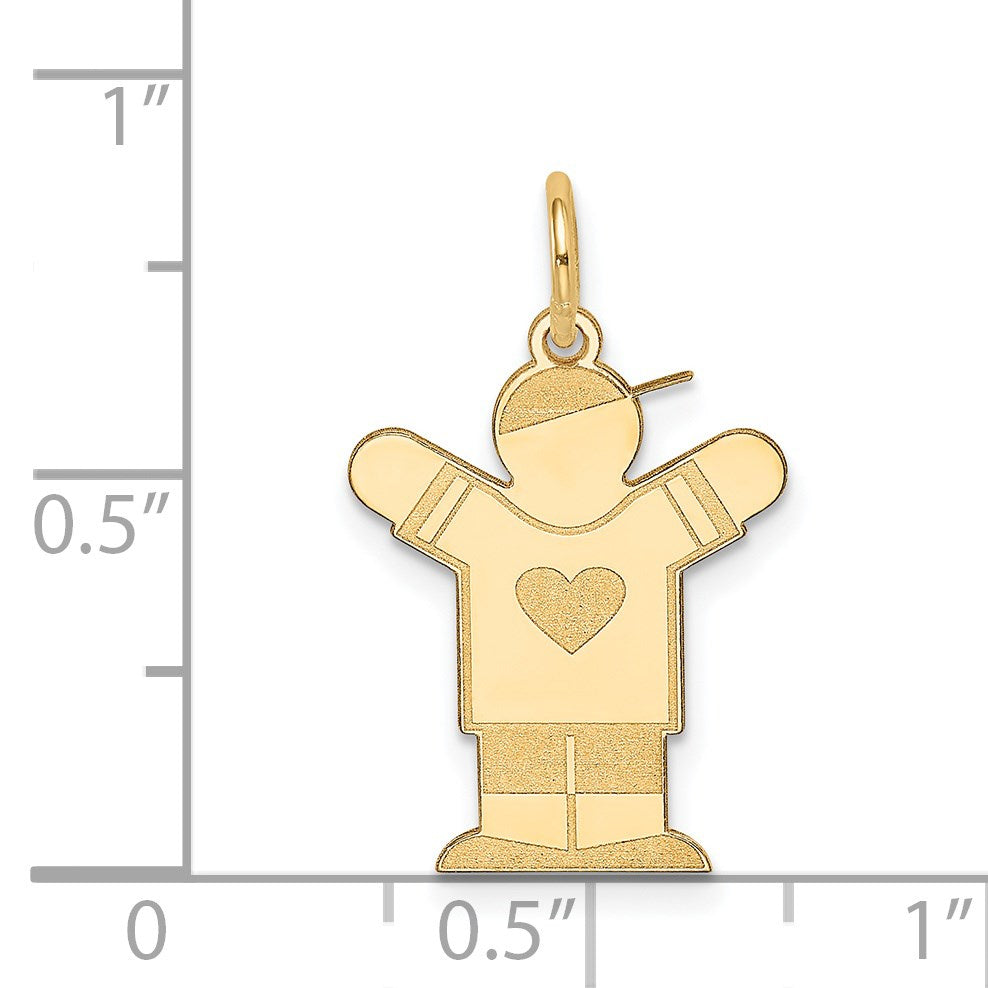 14k The Kids Small Heart Shirt Boy Engravable Love Charm
