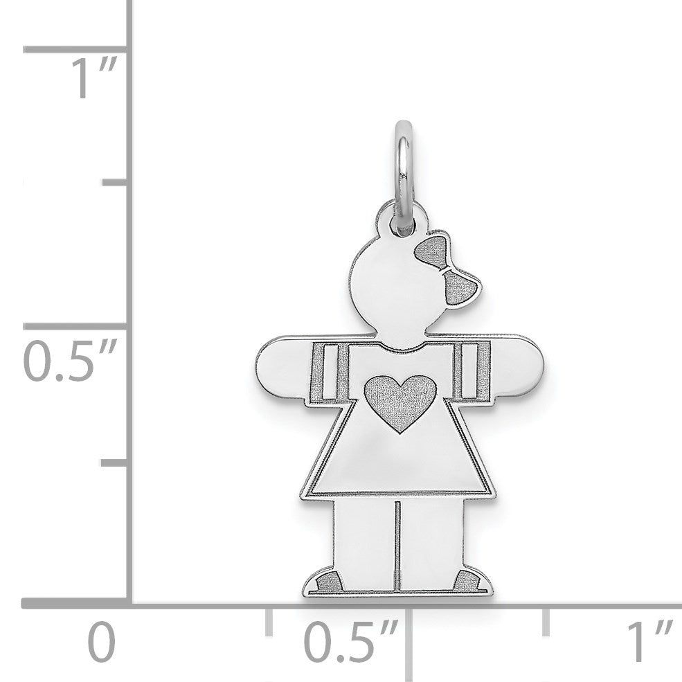 14k White Gold The Kids Small Heart Dress Girl Engravable Hugs Charm