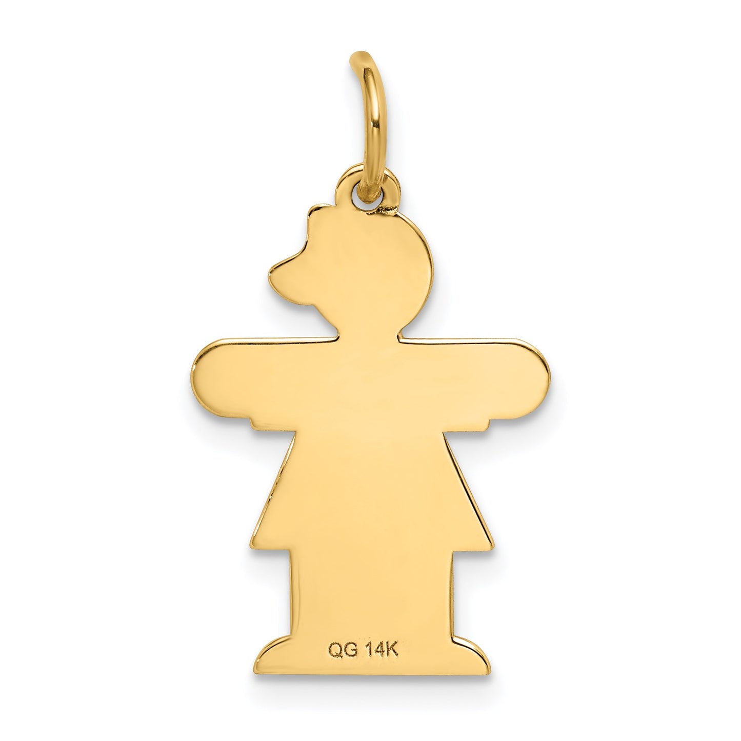 14k The Kids Small Heart Dress Girl Engravable Hugs Charm