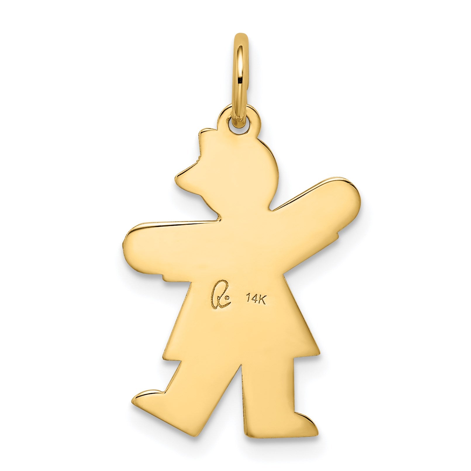 14k The Kids Small Heart Dress Girl Engravable Kiss Charm
