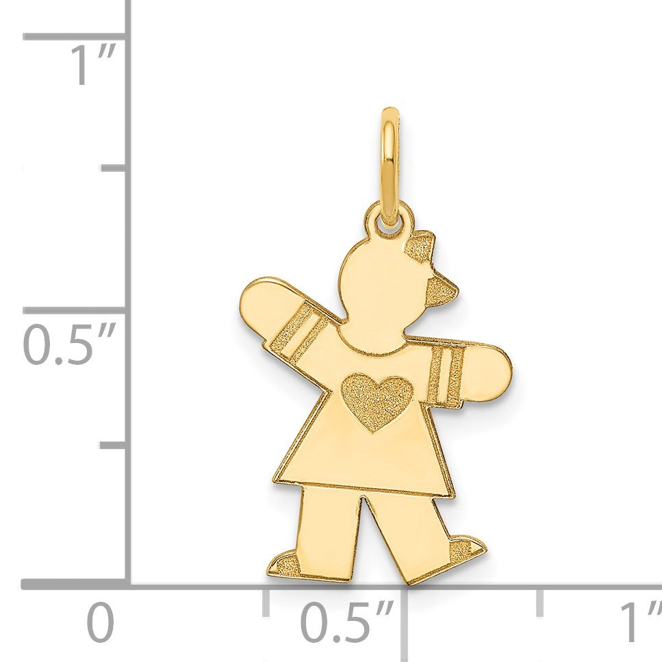 14k The Kids Small Heart Dress Girl Engravable Kiss Charm