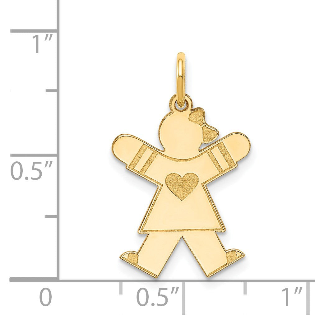 14k The Kids Small Heart Dress Girl Engravable Joy Charm