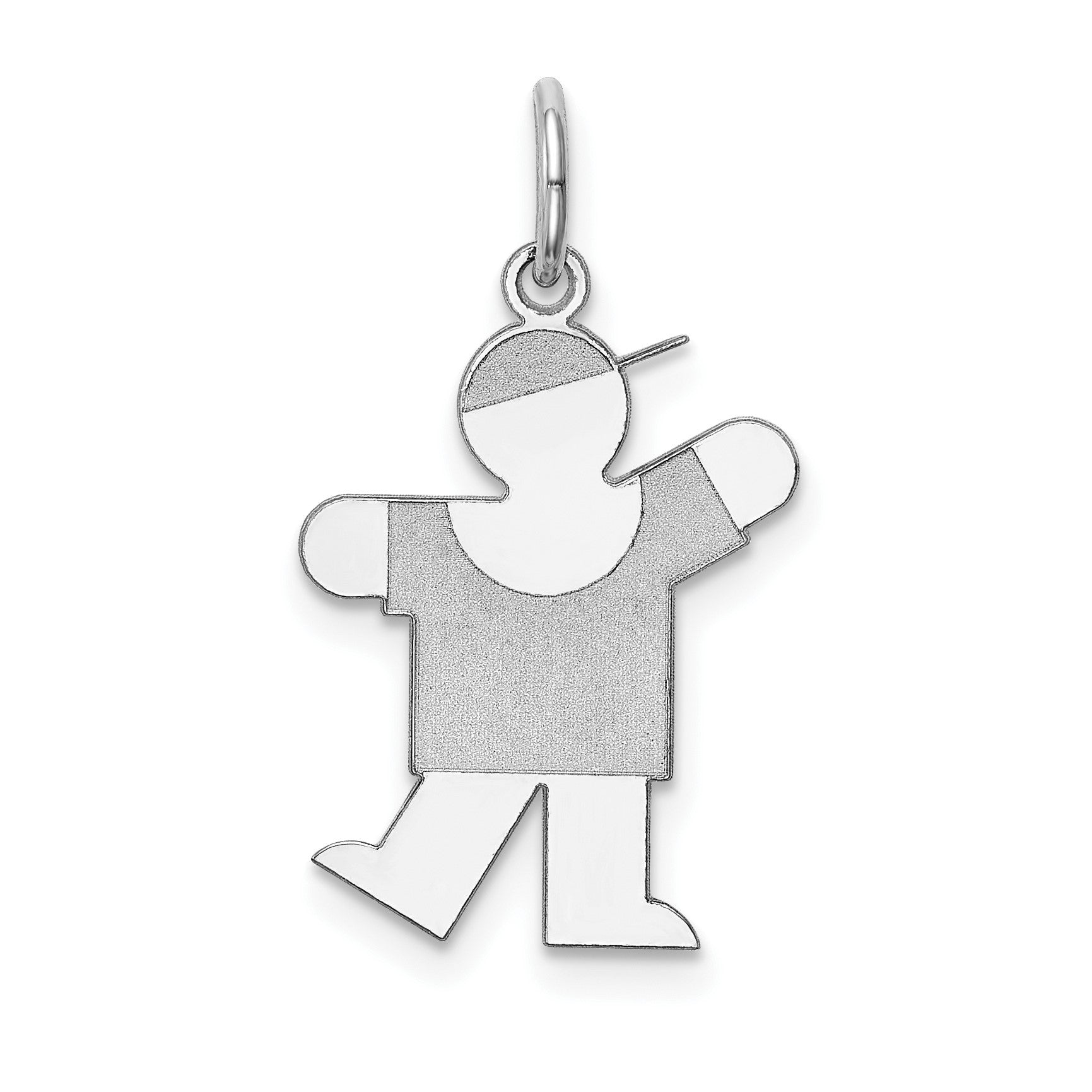 Sterling Silver Rhodium-plated Kiss Kid Charm