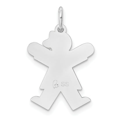Sterling Silver Rhodium-plated Kid Charm