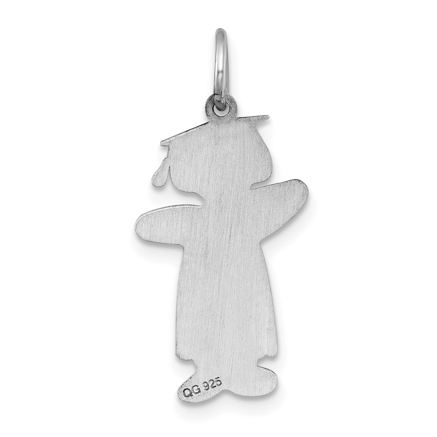 Sterling Silver Rhodium-plated Class of 2025 Girl Cuddle Charm