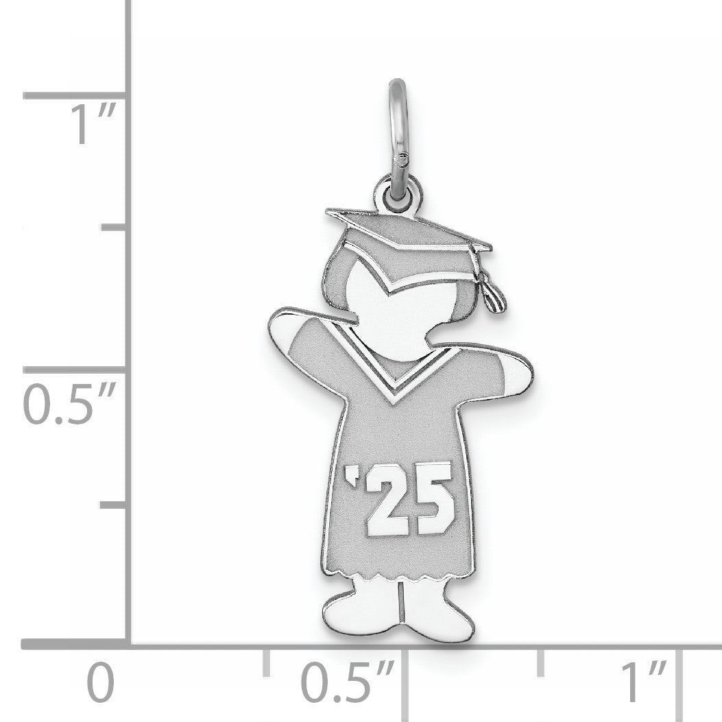 Sterling Silver Rhodium-plated Class of 2025 Girl Cuddle Charm