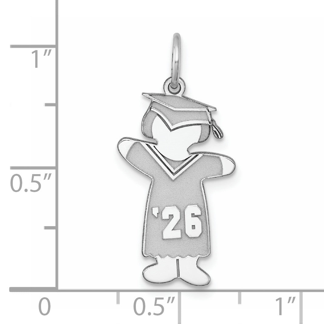Sterling Silver Rhodium-plated Class of 2026 Girl Cuddle Charm
