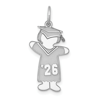 Sterling Silver Rhodium-plated Class of 2026 Girl Cuddle Charm
