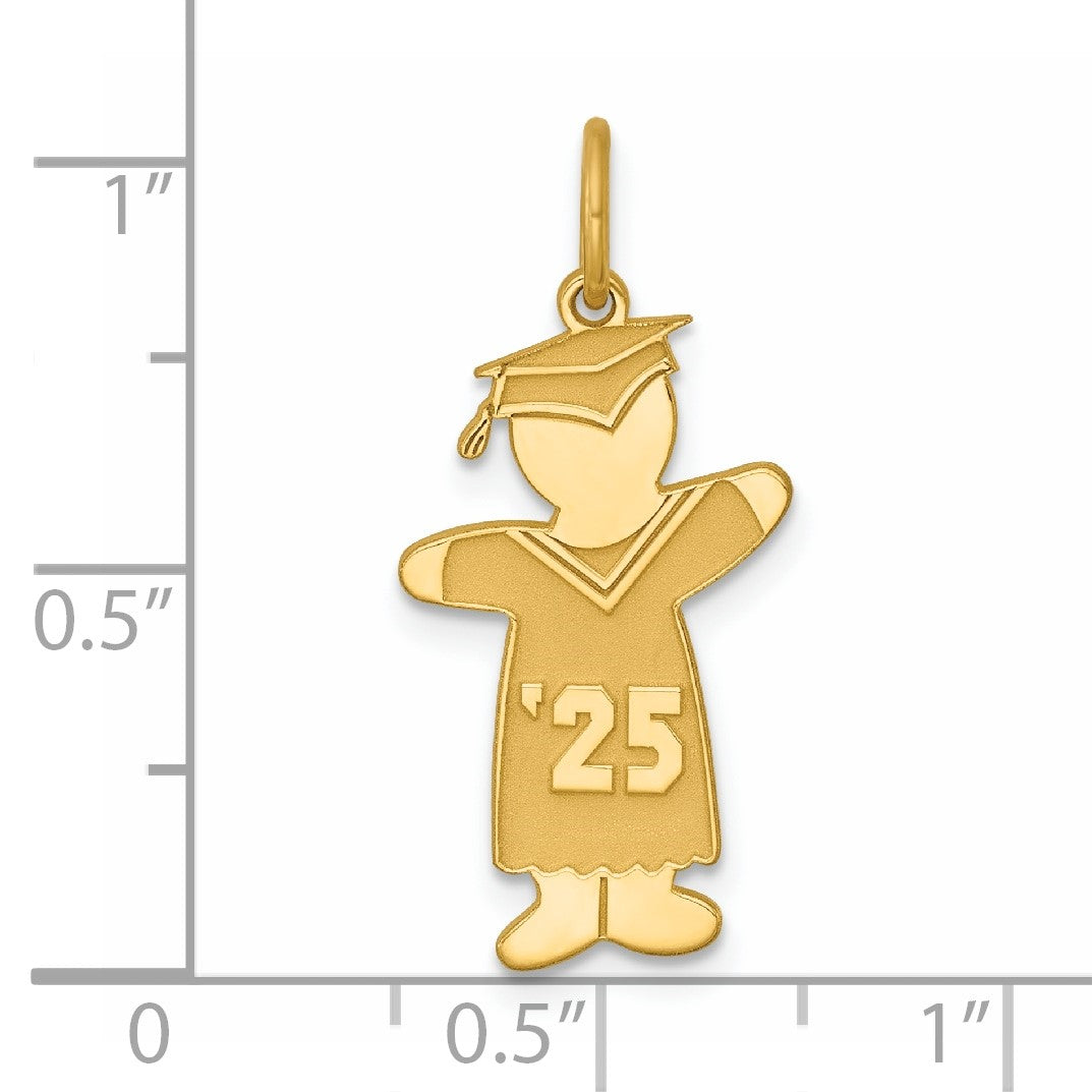 Sterling Silver Gold-plated Class of 2025 Boy Cuddle Charm