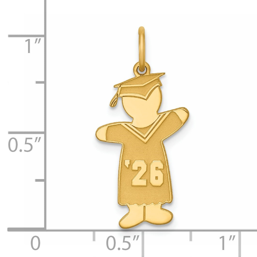 Sterling Silver Gold-plated Class of 2026 Boy Cuddle Charm