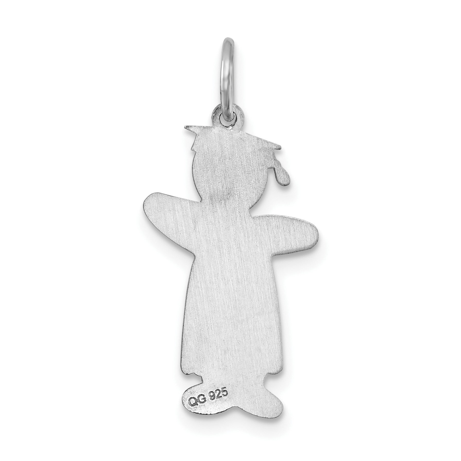 Sterling Silver Rhodium-plated Class of 2025 Boy Cuddle Charm
