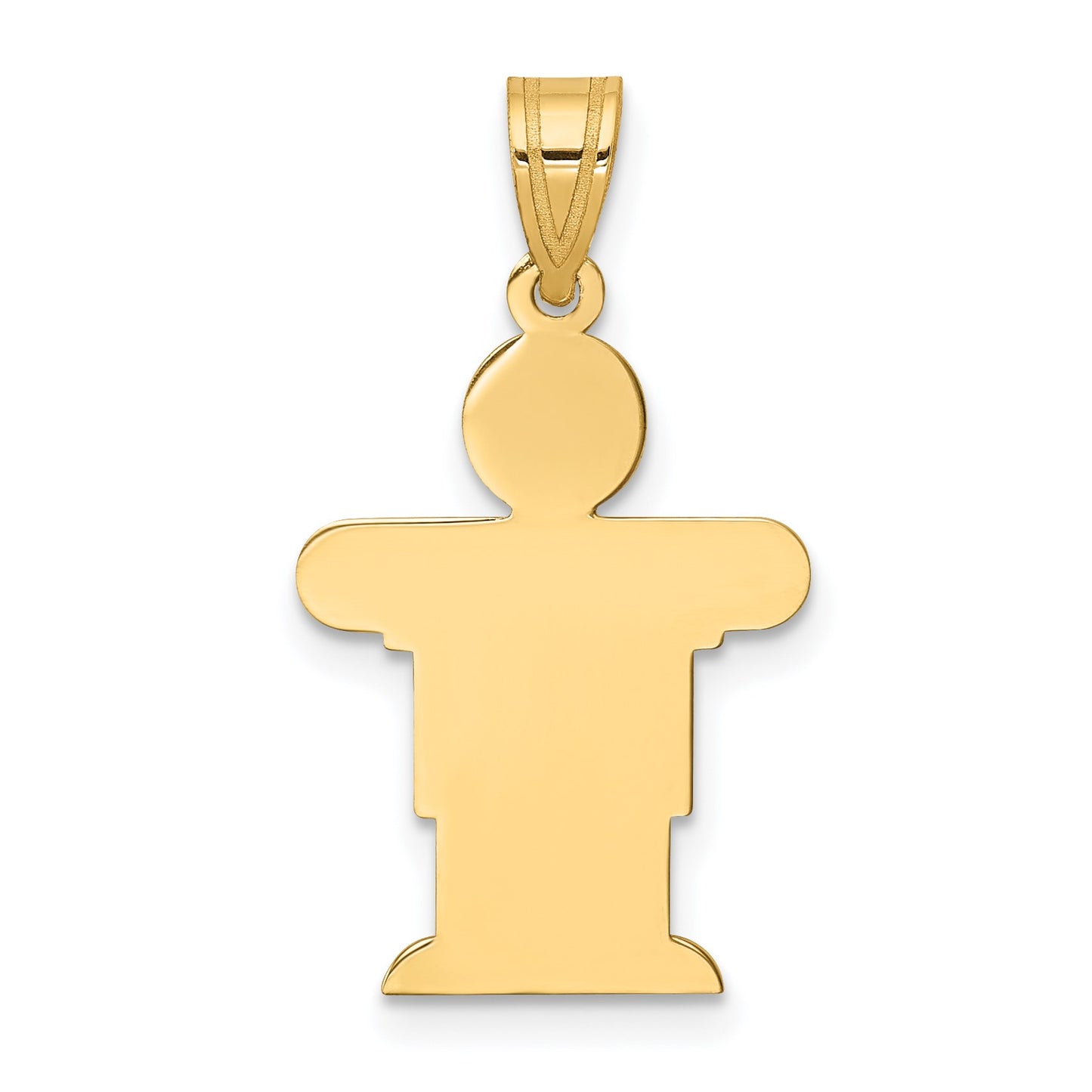 14k The Kids Solid Satin Small Boy Engravable Hugs Charm