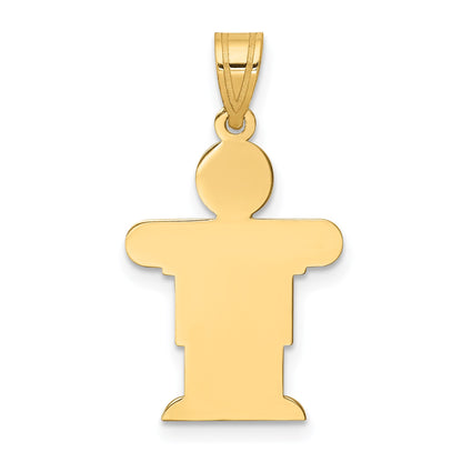 14k The Kids Solid Satin Small Boy Engravable Hugs Charm
