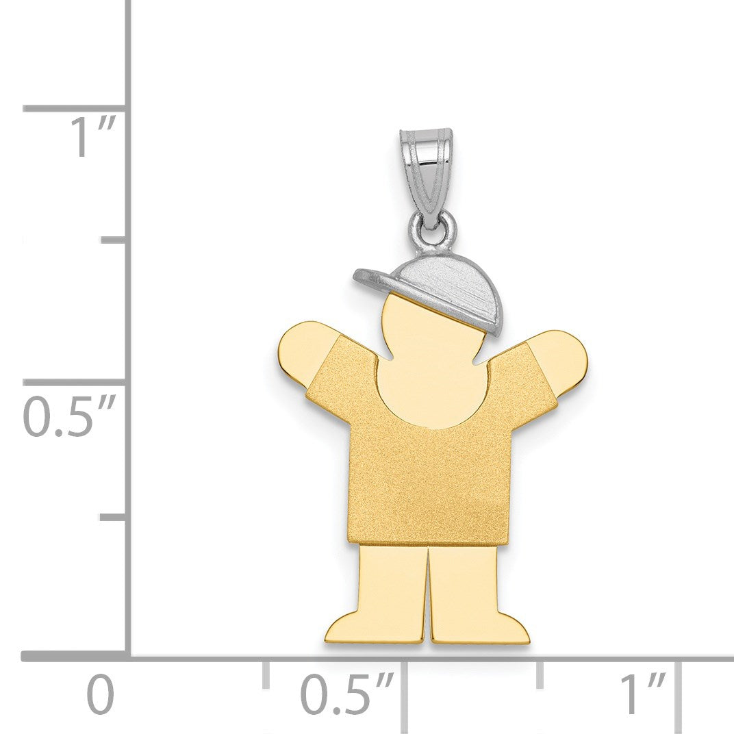 14k Two-tone The Kids Small Boy with Hat on Right Engravable Love Charm