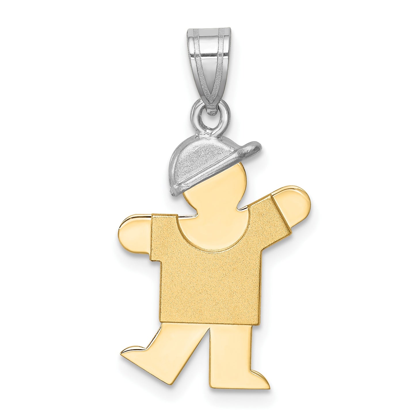 14k Two-tone The Kids Small Boy with Hat on Left Engravable Kiss Charm