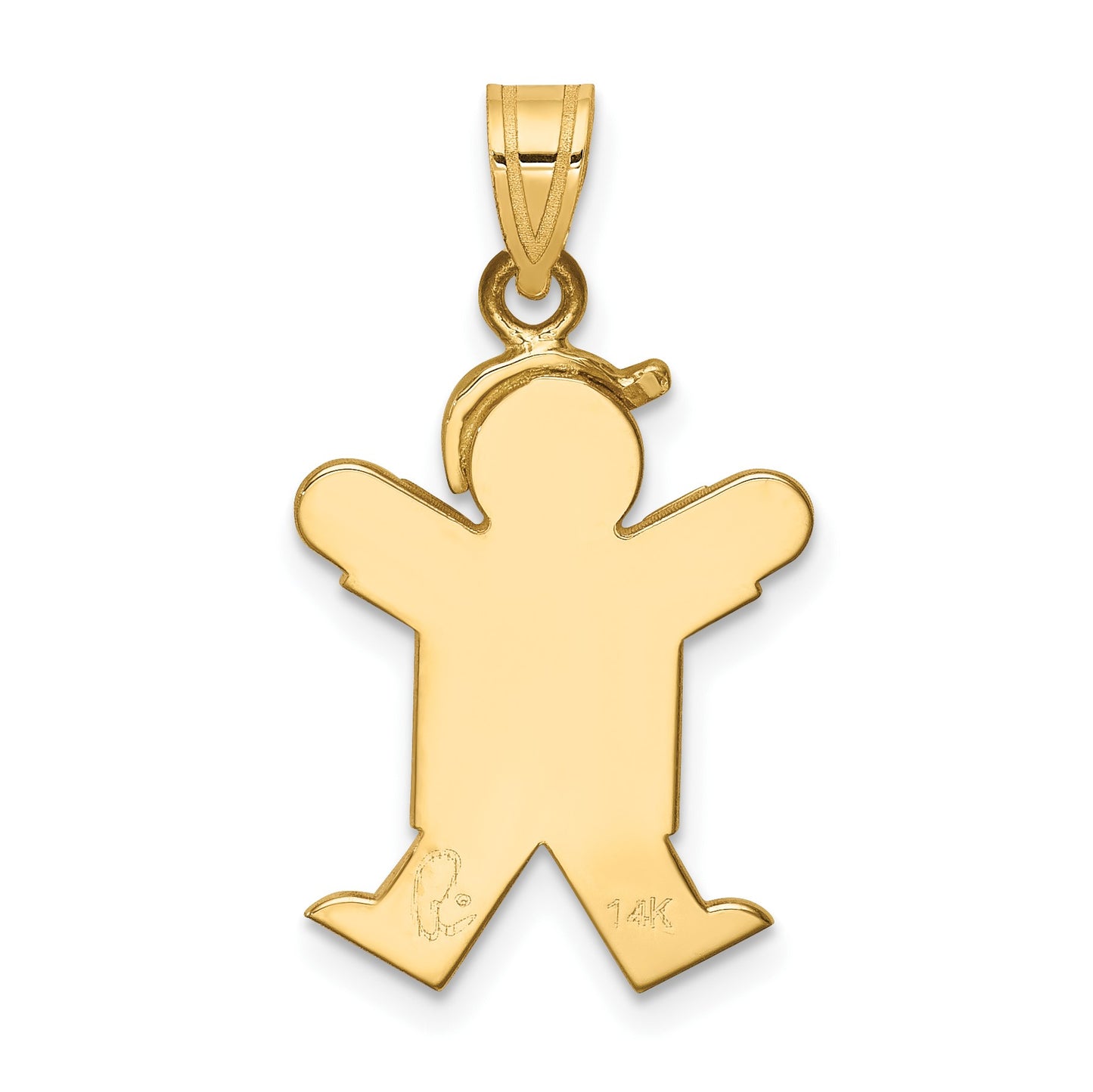 14k The Kids Solid Engravable Small Boy with Hat on Right Joy Charm
