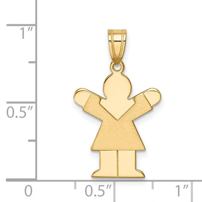 14k The Kids Solid Satin Small Girl Engravable Love Charm