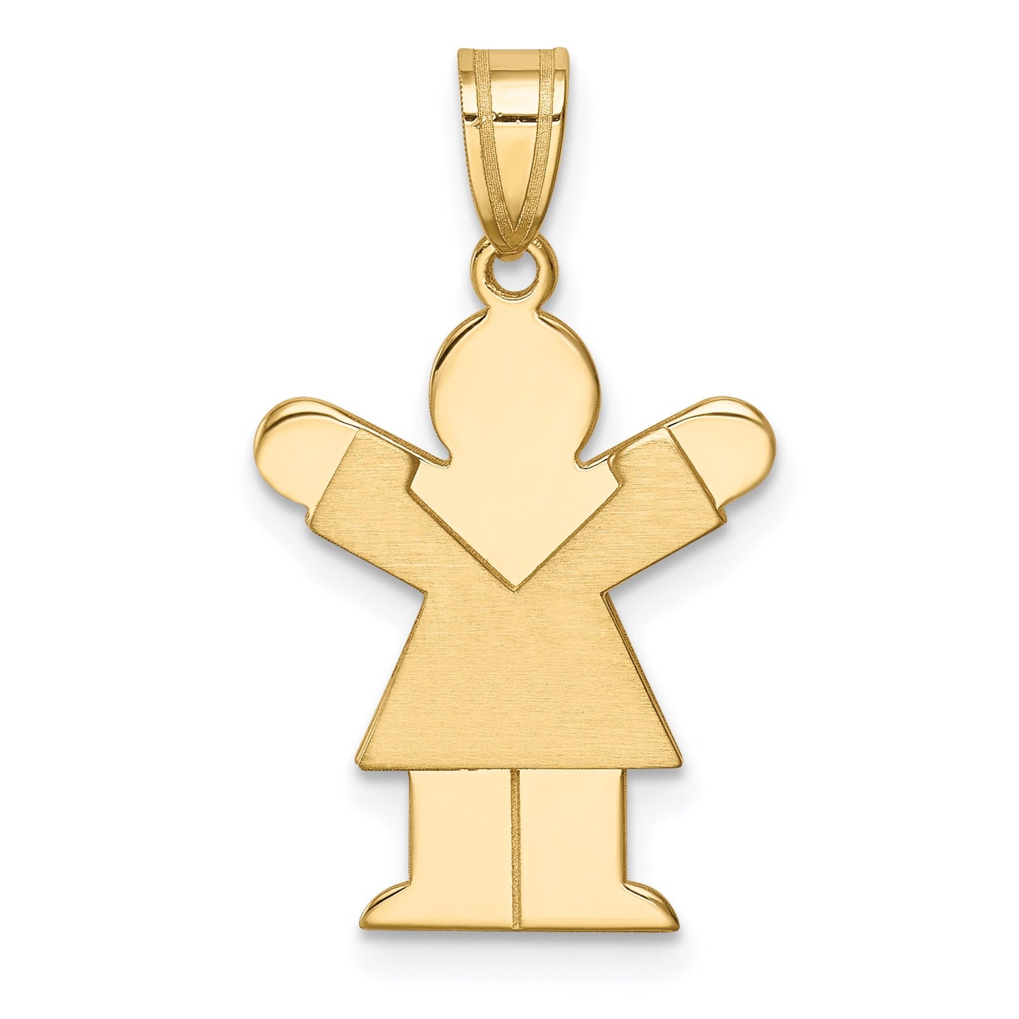 14k The Kids Solid Satin Small Girl Engravable Love Charm