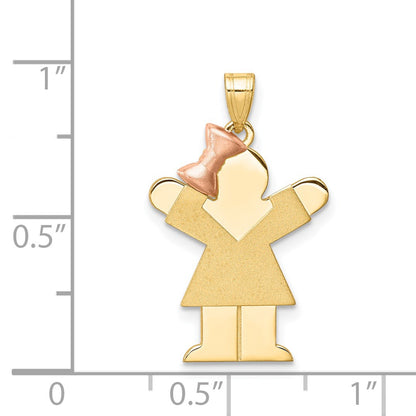 14k Two-tone The Kids Small Girl with Bow on Left Engravable Love Charm
