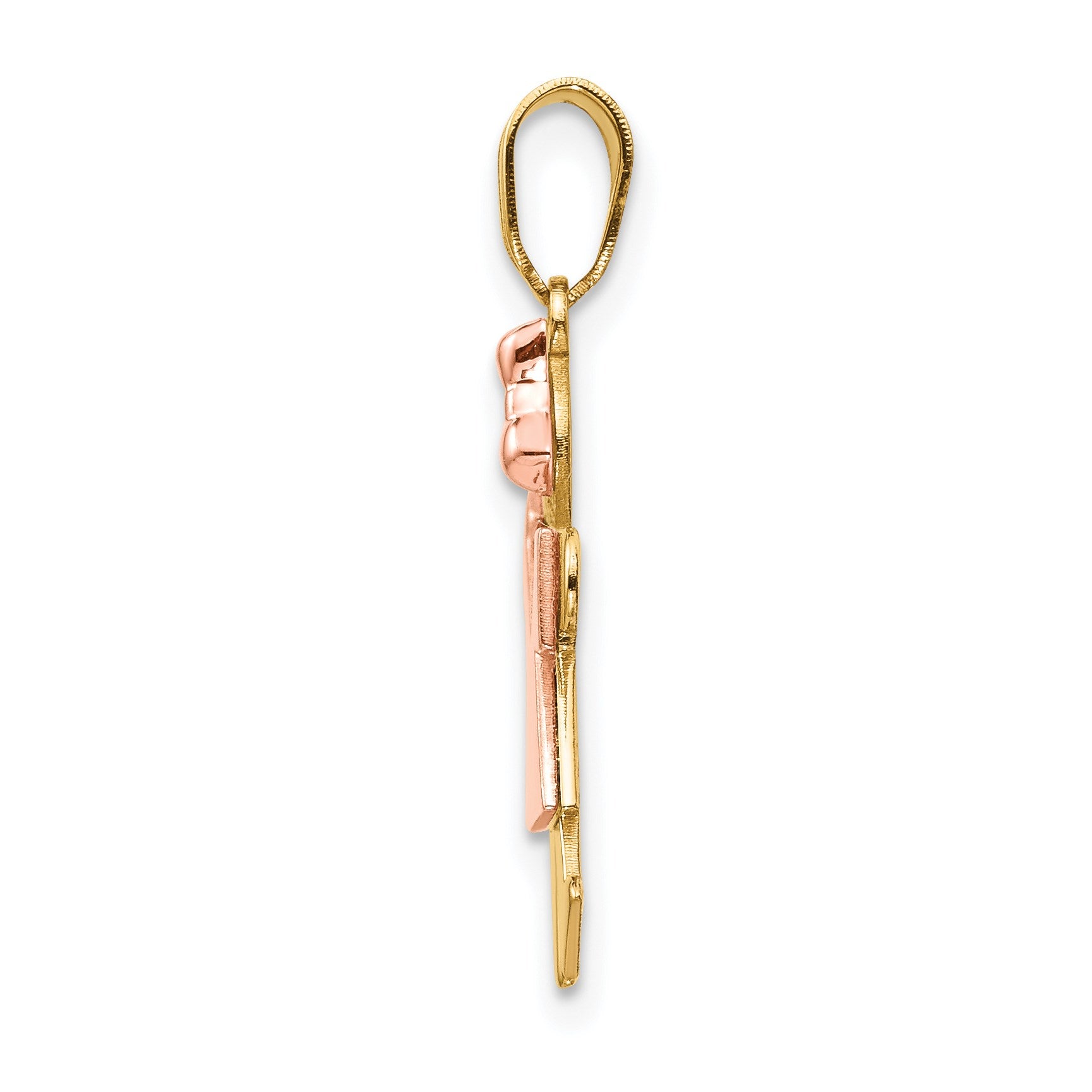 14k Two-tone The Kids Small Girl with Bow on Right Engravable Kiss Charm