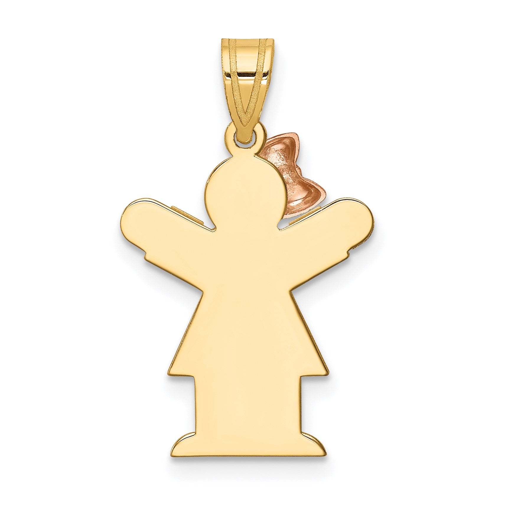 14k Two-tone The Kids Small Girl with Bow on Left Engravable Love Charm