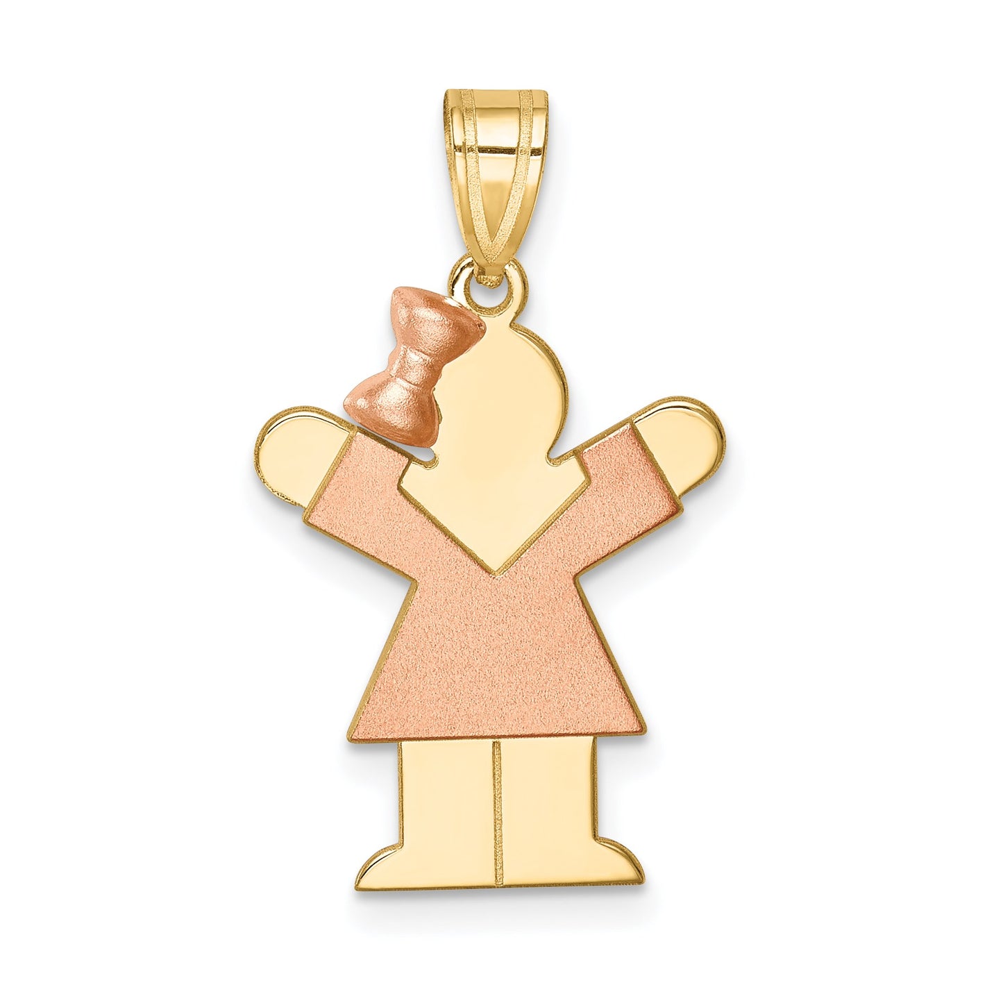 14k Two-tone The Kids Small Girl with Bow on Left Engravable Love Charm