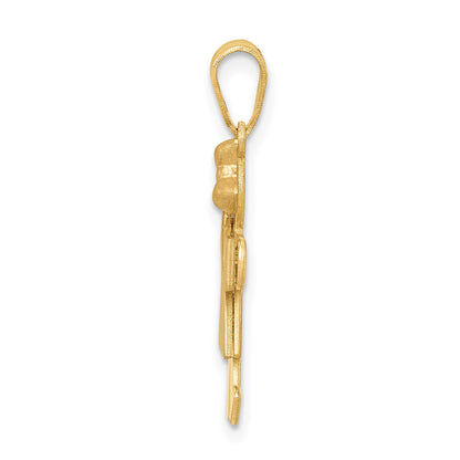 14k Two-tone The Kids Small Girl with Bow on Right Engravable Kiss Charm