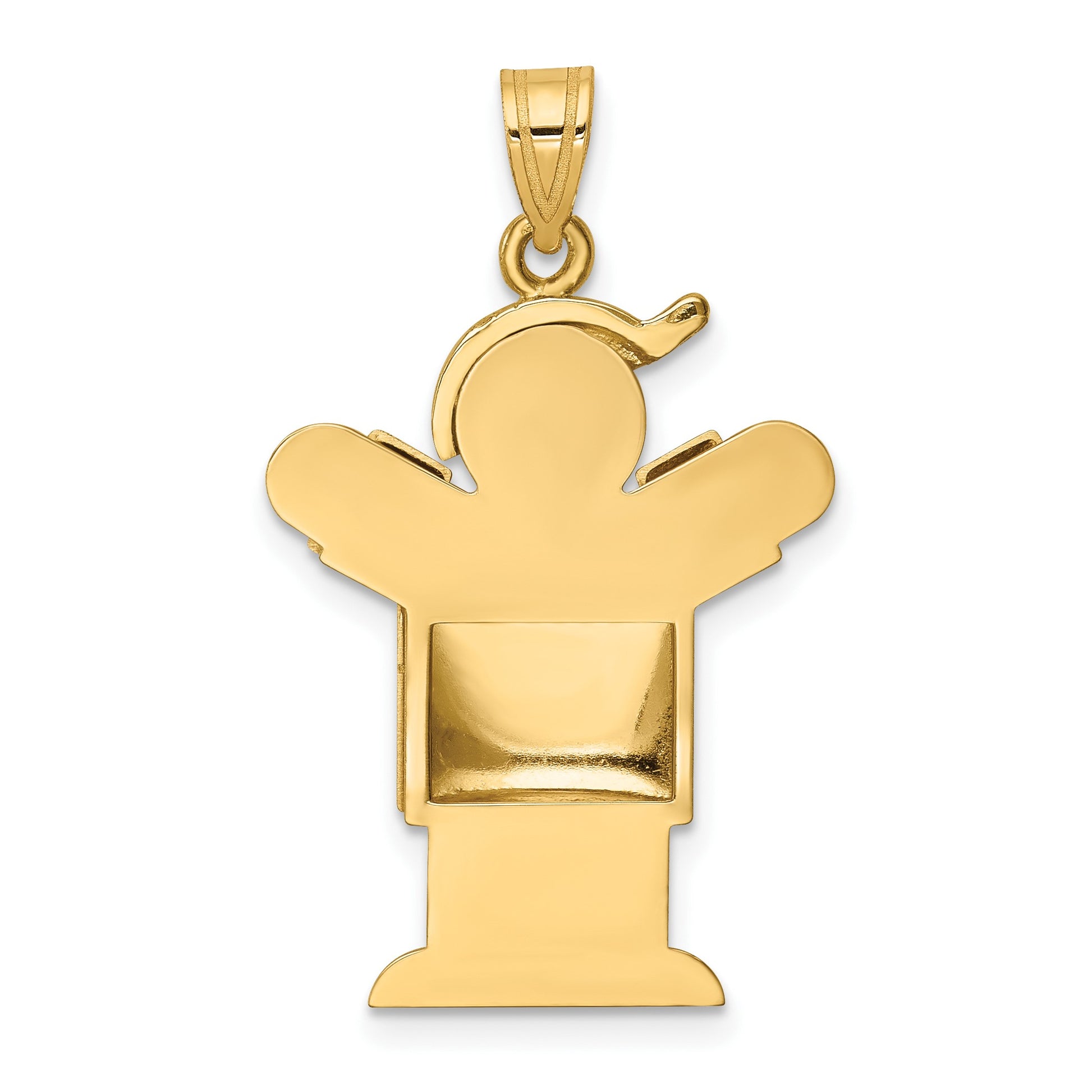 14k The Kids Puffed Boy with Hat on Right Engravable Love Charm