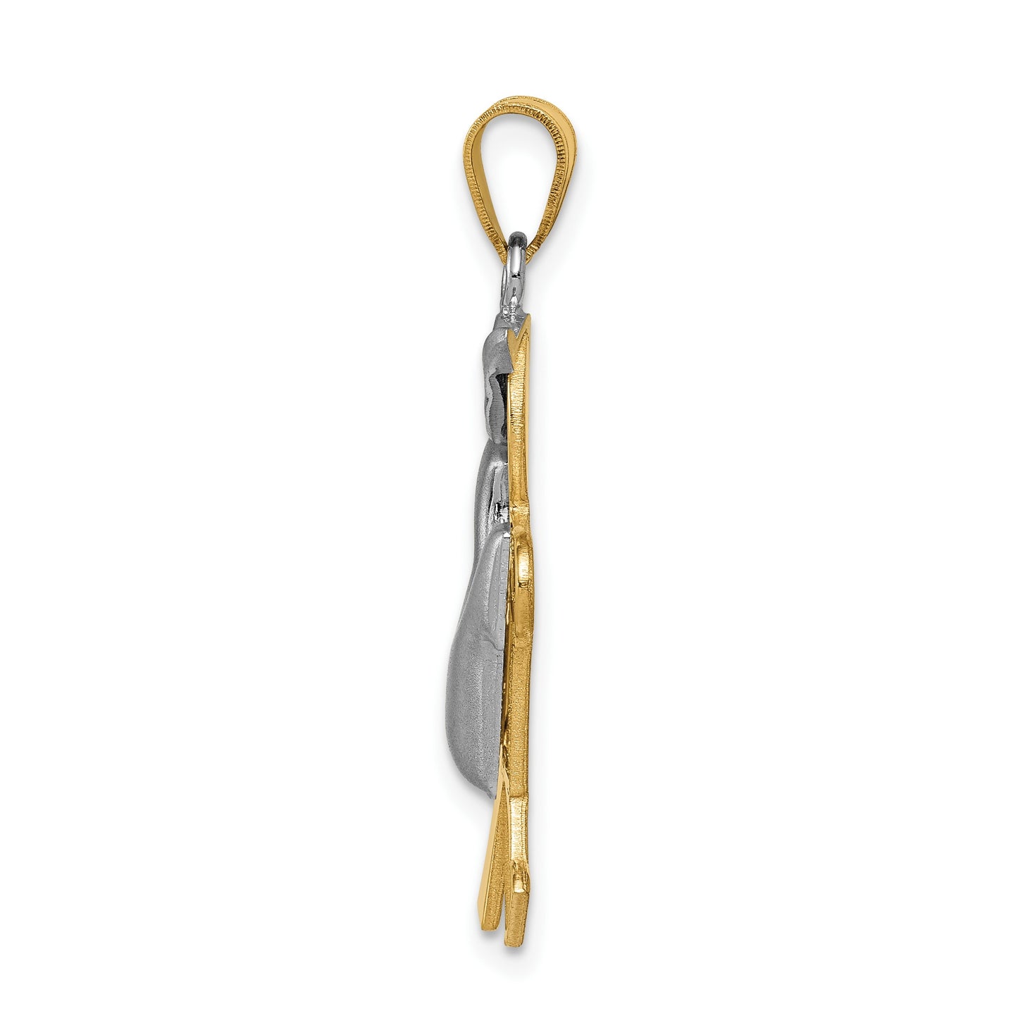 14k Two-tone The Kids Medium Puffed Boy with Hat on Left Engravable Kiss Charm