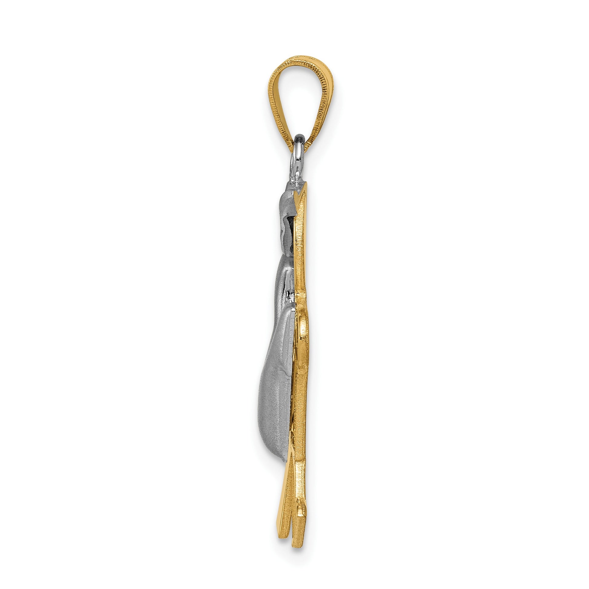 14k Two-tone The Kids Medium Puffed Boy with Hat on Left Engravable Kiss Charm