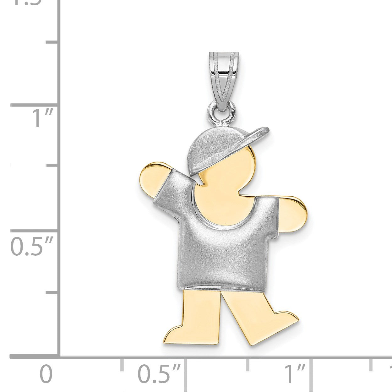 14k Two-tone The Kids Medium Puffed Boy with Hat on Left Engravable Kiss Charm