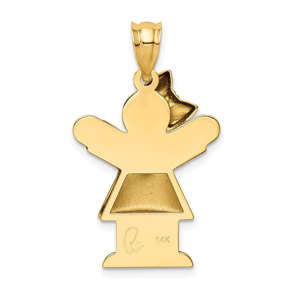 14k Puffed Girl w/Bow on Left Engravable Charm