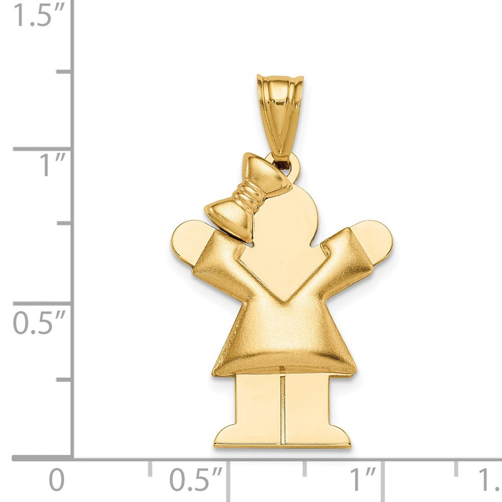 14k Puffed Girl w/Bow on Left Engravable Charm